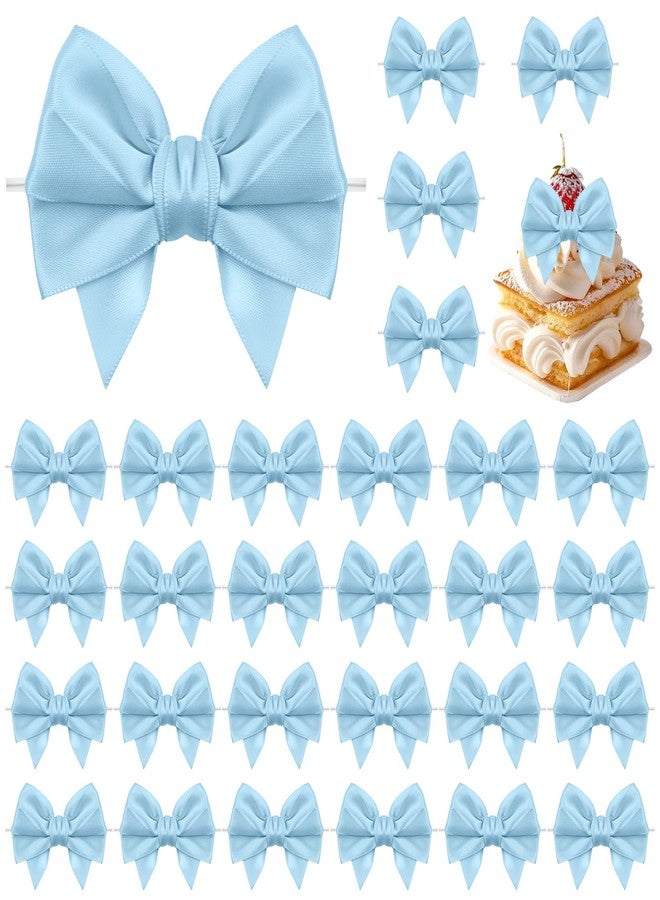Jacriah Baby Blue Twist Tie Bows for Treat Bags, 30 Pack 3.5 Inch Premade Satin Ribbon Bows for Gift Wrapping Crafts Party Decoration Wedding Favors Bridal Shower Christmas Tree Decor Cake Pops Candy - Image 1